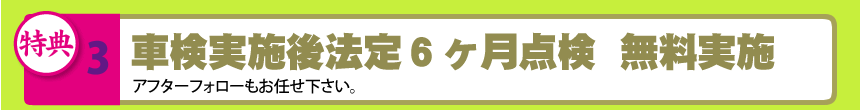 車検実施後法定6ヶ月点検無料実施